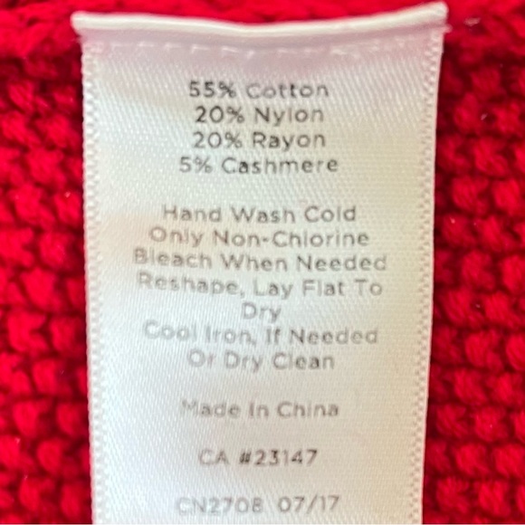 Talbots Red Cotton/Cashmere Cable Knit Scoop Neck Sweater M - Picture 8 of 8